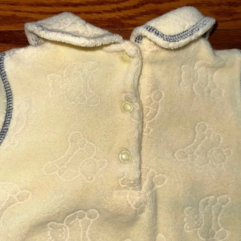 Vintage 90s McBaby Yellow Terry Teddy Bear One Piece Footie Jumpsuit Size 3/6M